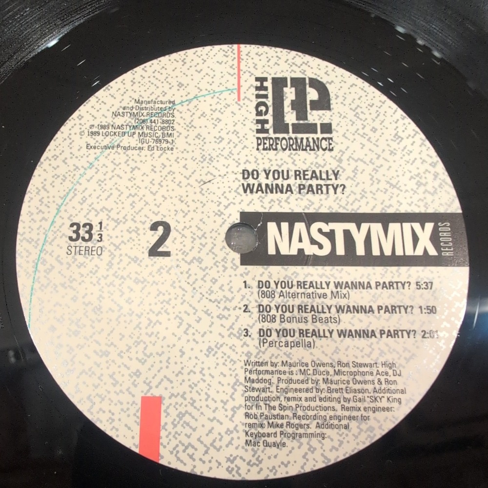 High Performance Do You Really Wanna Party? 12" Vinyl Single Nastymix 1989 VG - Picture 7 of 7